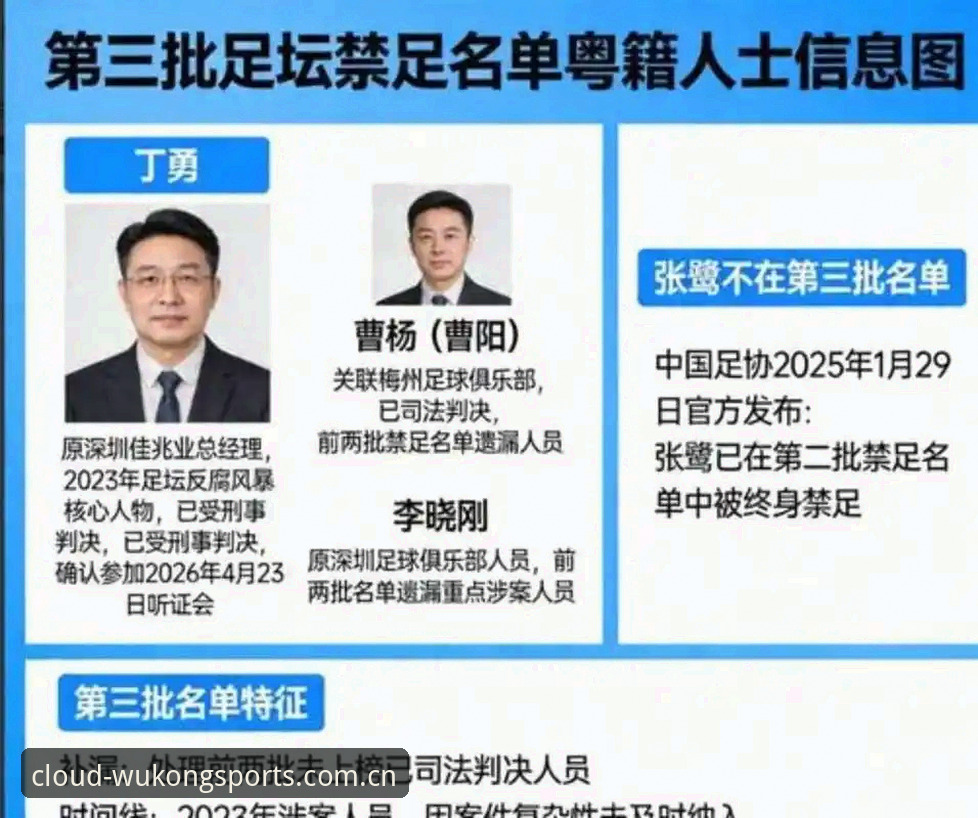 最新悟空体育导航 足协第三批禁足名单最新动态:17人终身禁赛,48人面临行业禁令